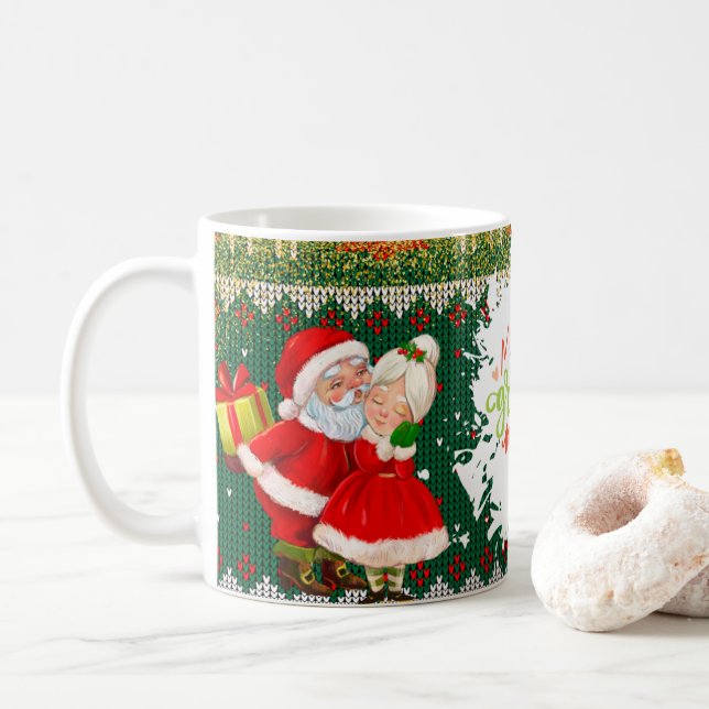 Merry Christmas with Winter Reindeer holiday gift Kaffemugg (Med munk)