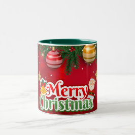 Merry Christmas with Winter Reindeer holiday gift  Två-Tonad Mugg