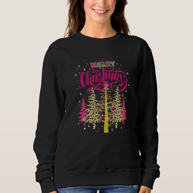 Merry Christmas womens Girls pink tree christmas l T Shirt (Framsida)