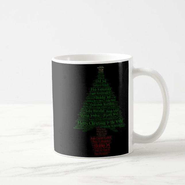 Merry Christmas World Languages Word Tree  Kaffemugg (Höger)