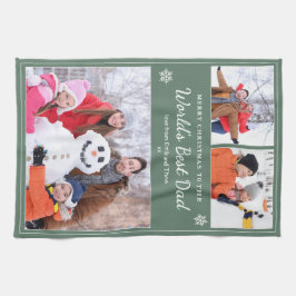 Merry Christmas World’s Best Dad Photos Sage Green Kökshandduk