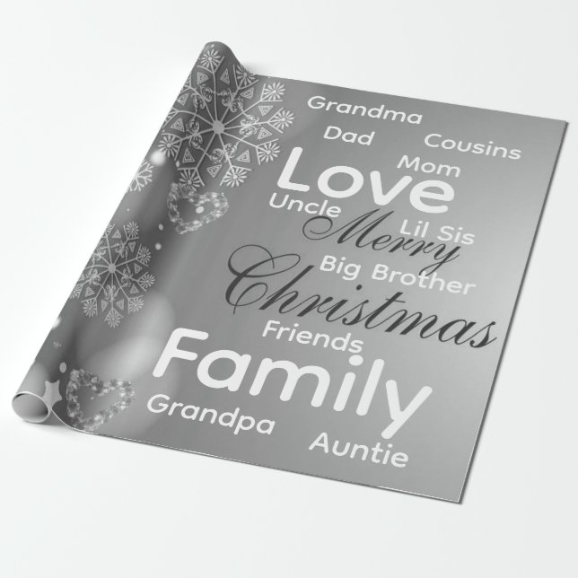 Merry Christmas Wrapping Family Love Friends  Presentpapper (Utrullad)