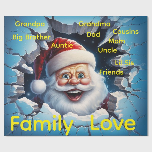 Merry Christmas Wrapping Family Love Friends Santa Presentpapper (Platt)
