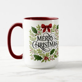 Merry Christmas Wreath Coffee Mug Mugg