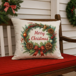 Merry Christmas Wreath Kudde