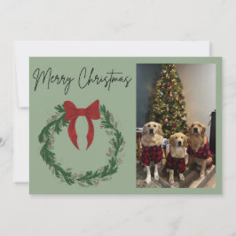 Merry Christmas Wreath Photo Card Julkort