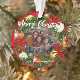 Merry Christmas Wreath Photo Personalized Family N