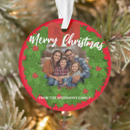 Merry Christmas Wreath Photo Personalized Family N