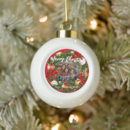 Merry Christmas Wreath Photo Personalized Family N Julgranskula Keramik