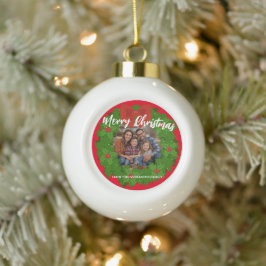 Merry Christmas Wreath Photo Personalized Family N Julgranskula Keramik