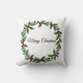 Merry Christmas Wreath Pillow for Home Decor Kudde