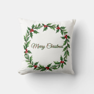Merry Christmas Wreath Pillow for Home Decor Kudde