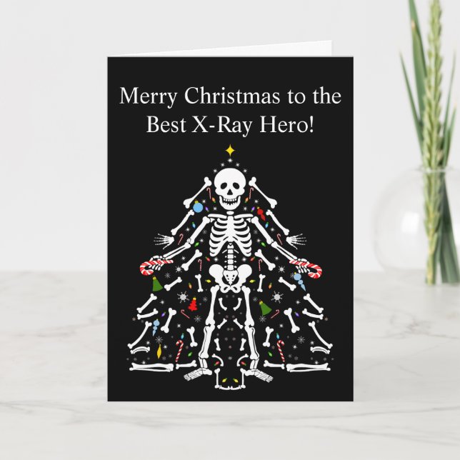 Merry Christmas X-ray Tech Christmas Tree Skeleton Kort (Framsida)