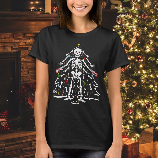 Merry Christmas X-ray Tech Christmas Tree Skeleton T Shirt (Skapare uppladdad)
