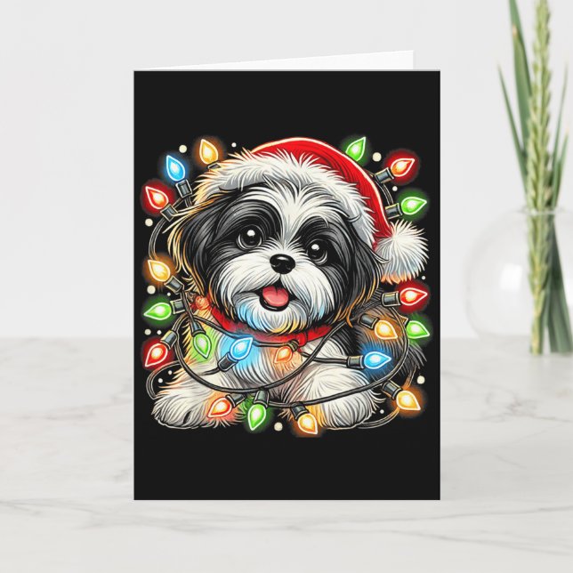 Merry Christmas Xmas Shih Tzu Santa Dog Men Women  Kort (Framsida)
