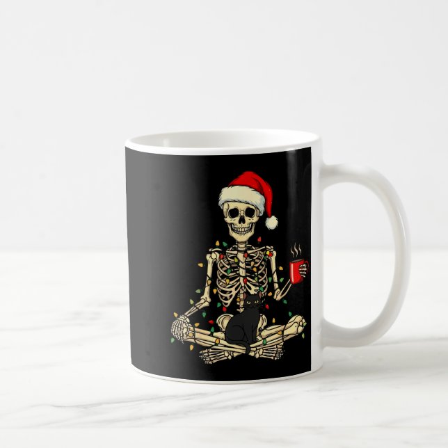 Merry Christmas Xmas Skull Skeleton Funny Matching Kaffemugg (Höger)