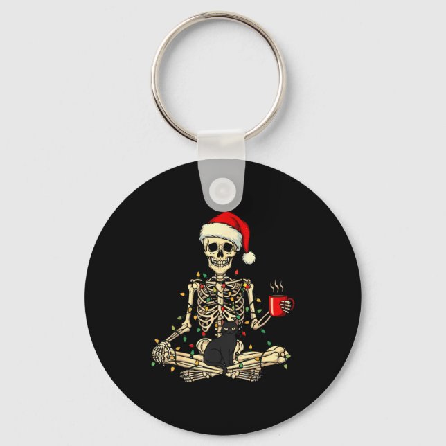 Merry Christmas Xmas Skull Skeleton Funny Matching Nyckelring (Framsida)