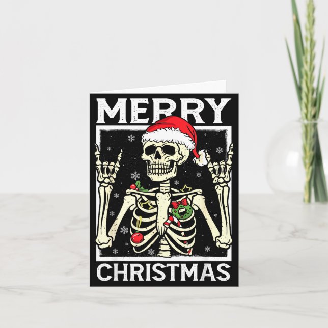 Merry Christmas Xmas Skull Skeleton Funny Men Wome Kort (Framsida)
