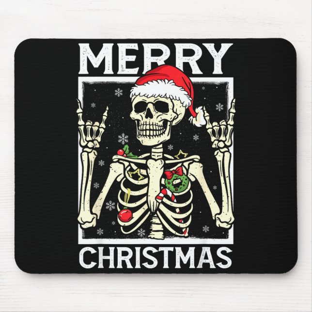 Merry Christmas Xmas Skull Skeleton Funny Men Wome Musmatta (Framsidan)