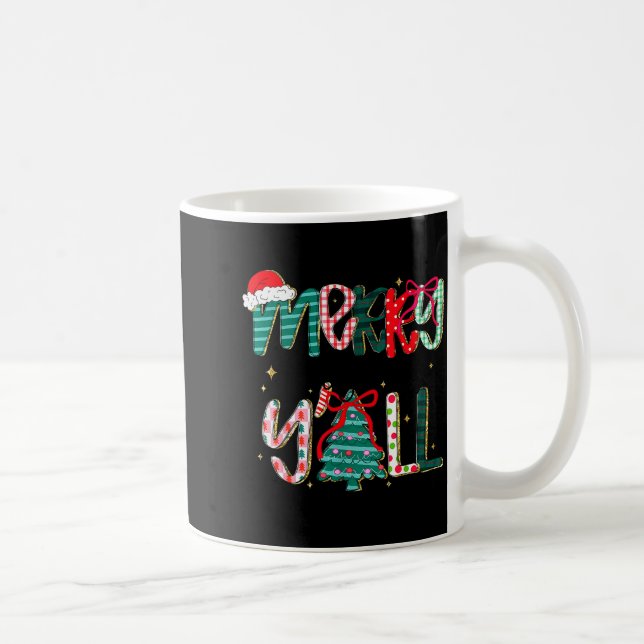 Merry Christmas Y’all Southern Christmas Tree Girl Kaffemugg (Höger)