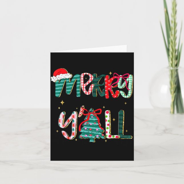 Merry Christmas Y’all Southern Christmas Tree Girl Kort (Framsida)