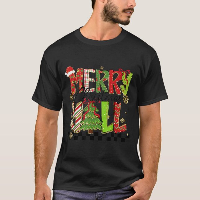Merry Christmas Y’all Southern Christmas Tree Girl T Shirt (Framsida)