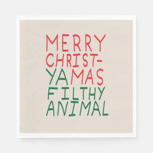 Merry Christmas ya filthy animal typography Pappersservett (Framsidan)