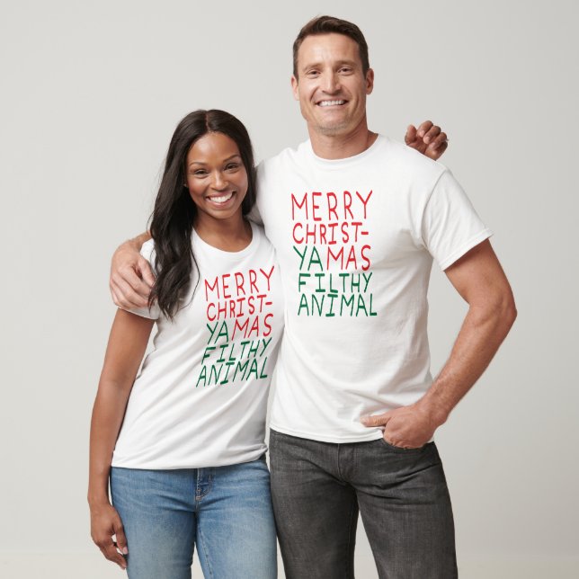 Merry Christmas ya filthy animal typography T Shirt (Unisex)
