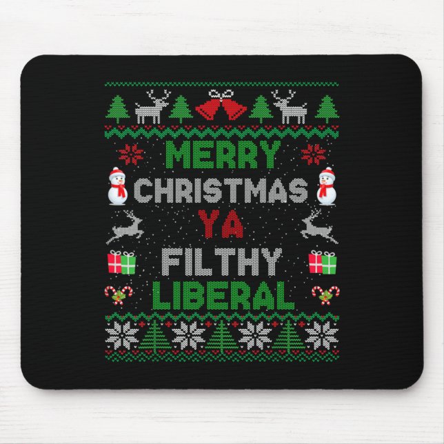 Merry Christmas Ya Filthy Liberal Ugly Knit Long S Musmatta (Framsidan)