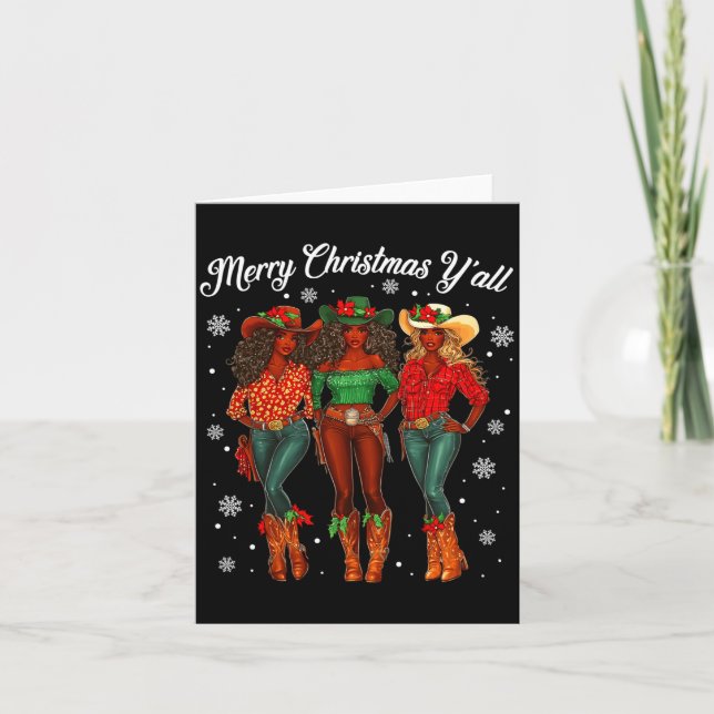 Merry Christmas Y'all Black Cowgirls African Chris Kort (Framsida)