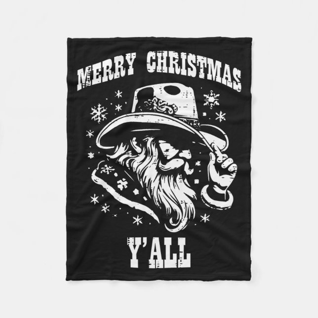 Merry Christmas Yall Santa Cowboy Xmas Country Men Fleecefilt (Framsidan)
