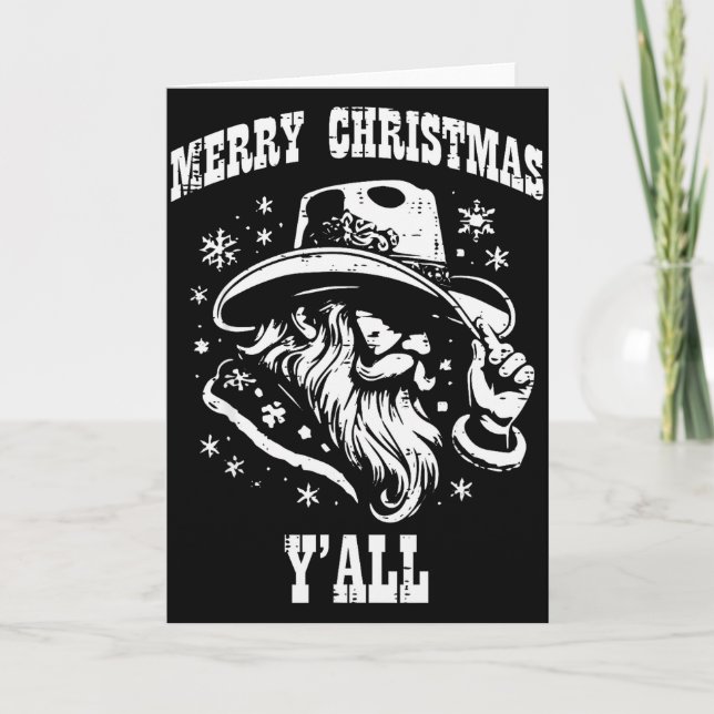 Merry Christmas Yall Santa Cowboy Xmas Country Men Kort (Framsida)