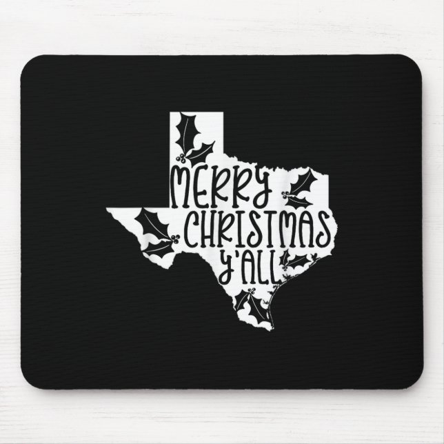 Merry Christmas Yall Texas Mistletoe White Graphic Musmatta (Framsidan)