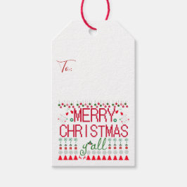 Merry Christmas y'all Ugly Sweater design Presentetikett