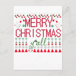 Merry Christmas Y'all Ugly Sweater Vykort