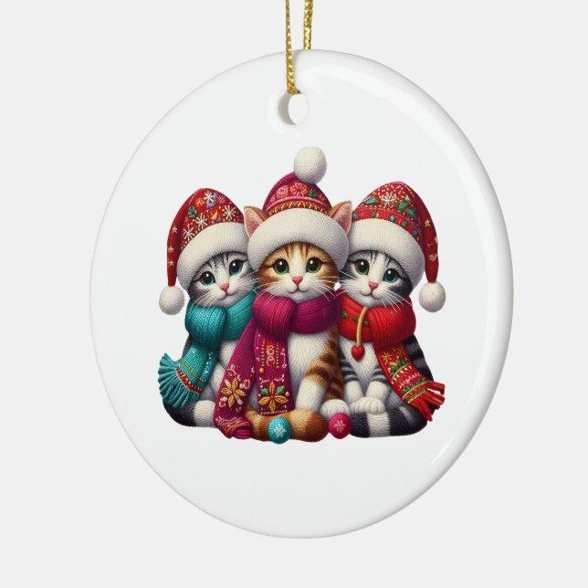 Merry Christmas Yarn Cat Ornament  (Vänster)