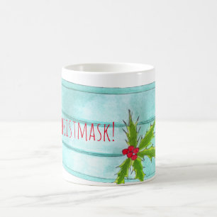 Merry Christmask Blue Ansikte Mask Kaffemugg