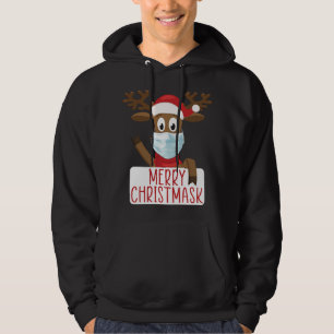 Merry Christmask Reindeer Ansikte Mask Funny Chris Hoodie