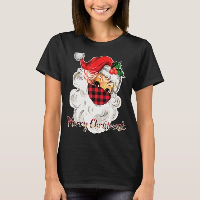 Merry Christmask Santa Ansikte Bära Buffalo Play M T Shirt (Framsida)