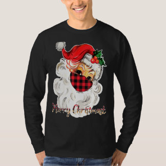 Merry Christmask Santa Ansikte Bära Buffalo Play M T Shirt
