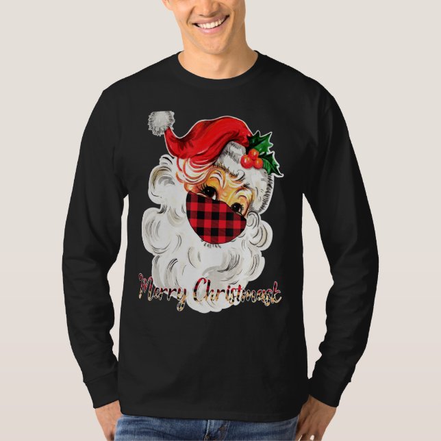 Merry Christmask Santa Ansikte Bära Buffalo Play M T Shirt (Framsida)