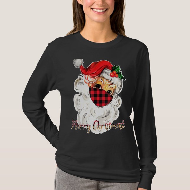 Merry Christmask Santa Ansikte Bära Buffalo Play M T Shirt (Framsida)