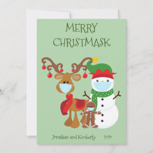 Merry Christmask Snögubbe 2021 Ansikte mask Julkort