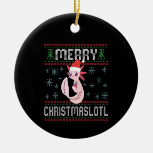 Merry Christmaslotl Cute Axolotl Ugly Sweater Gift Julgransprydnad Keramik