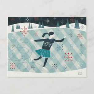 Merry Christmastime Skater Helg Vykort