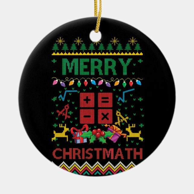 Merry Christmath jul Sweater Math Teacher Julgransprydnad Keramik (Framsidan)