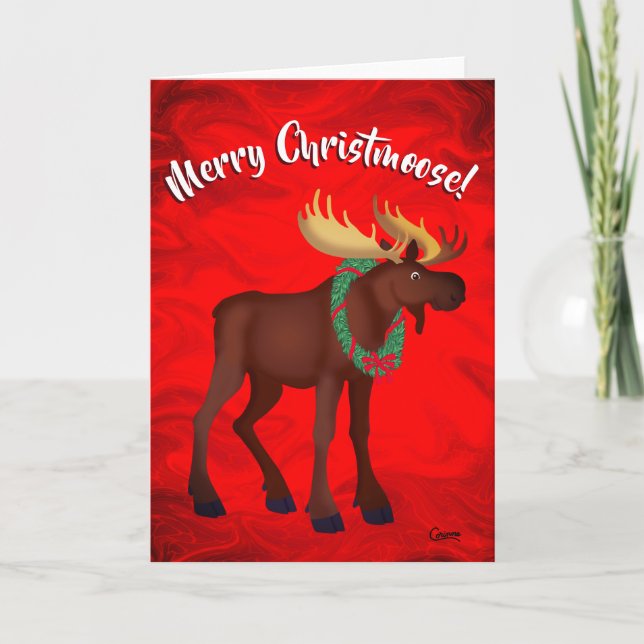 Merry Christmoose - 7 tum x 5 tum kort (Framsida)