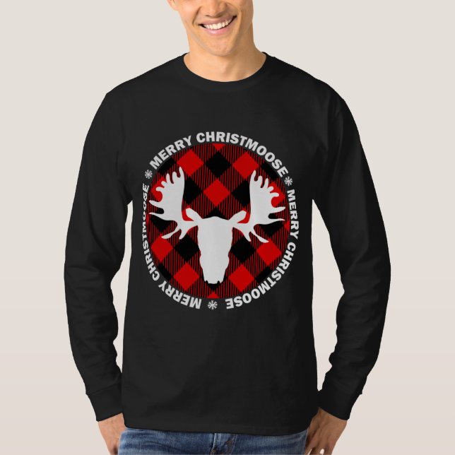 Merry Christmoose Buffallo Play. Funny Moose Chri T Shirt (Framsida)