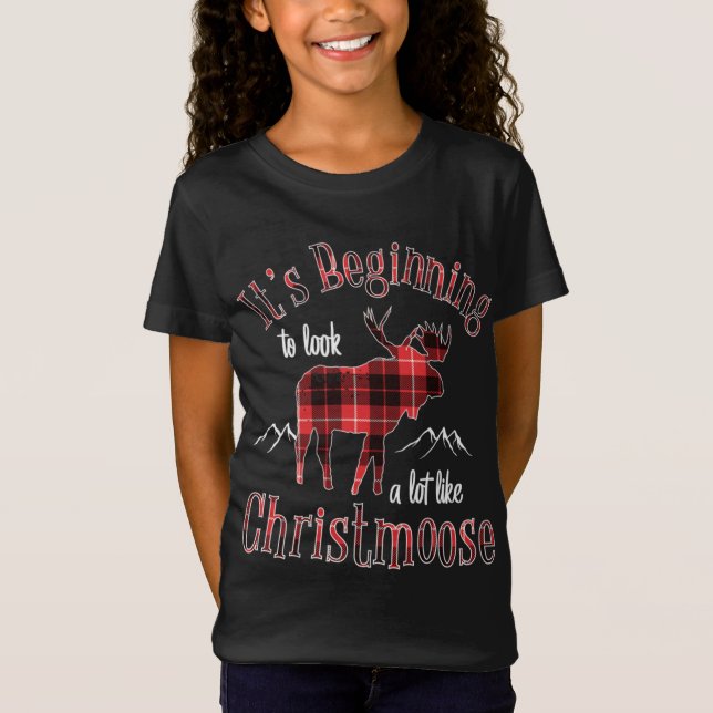 Merry Christmoose Buffalo Play Red Moose för Chri T Shirt (Framsida)