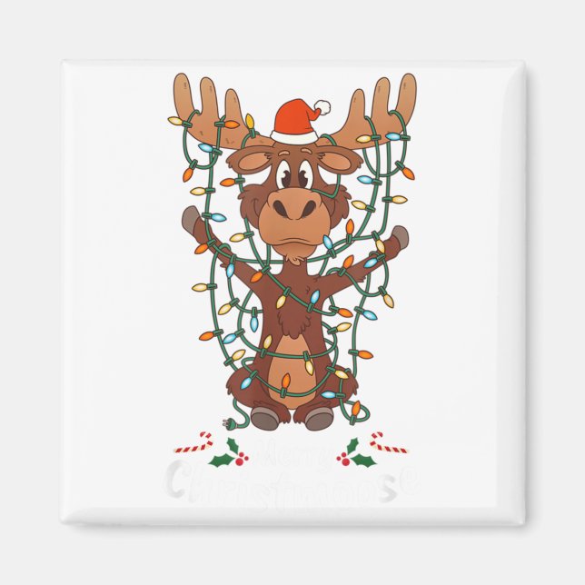 Merry Christmoose Christmas Mooses Xmas Tree Light Magnet (Framsidan)